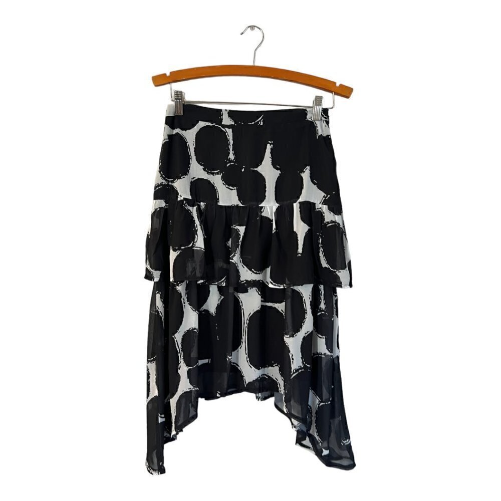 Udel New York Skirt Tiered Asymmetric Hem Chiffon Women's Small